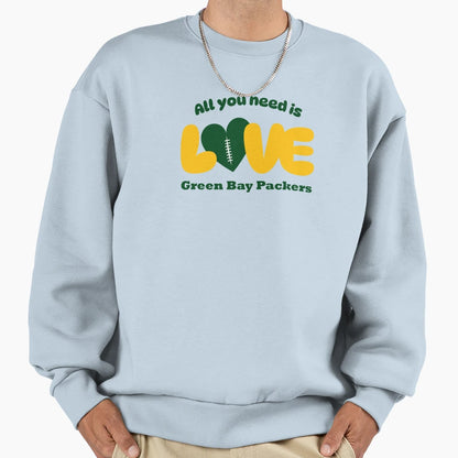 All You Need Is Love Football Green Sweatshirt - Graphic Print for Adults - T-Shirt, Sweatshirt, Hoodie