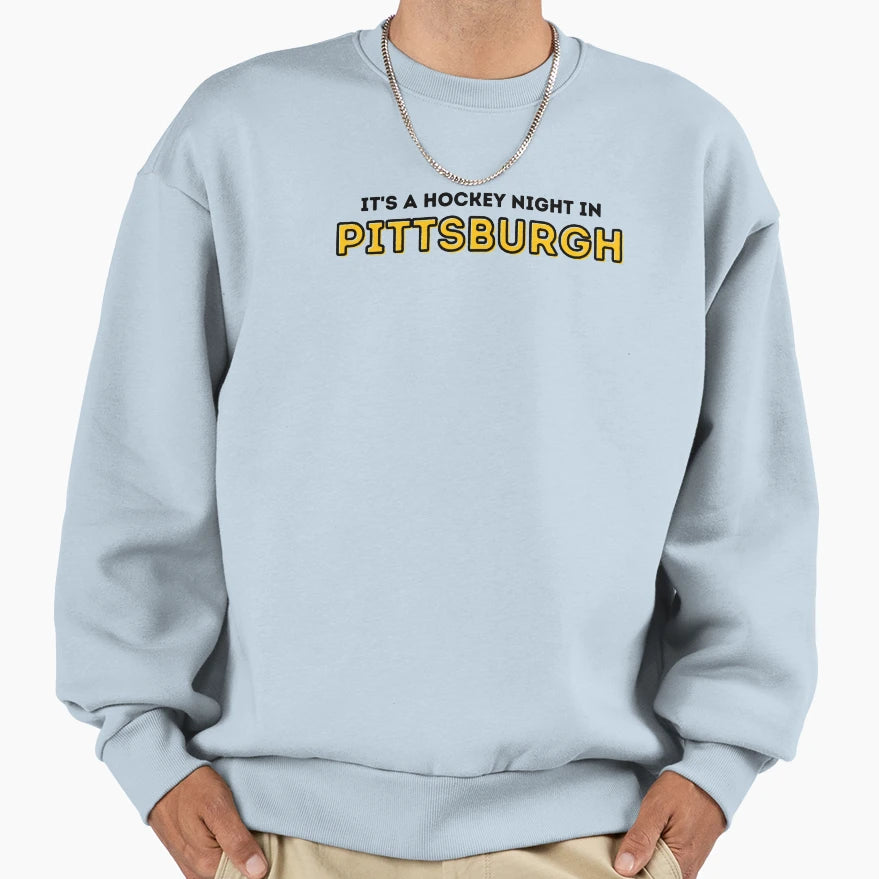 Hockey Night Pittsburgh Sweatshirt - Graphic Print for Adults - T-Shirt, Sweatshirt, Hoodie