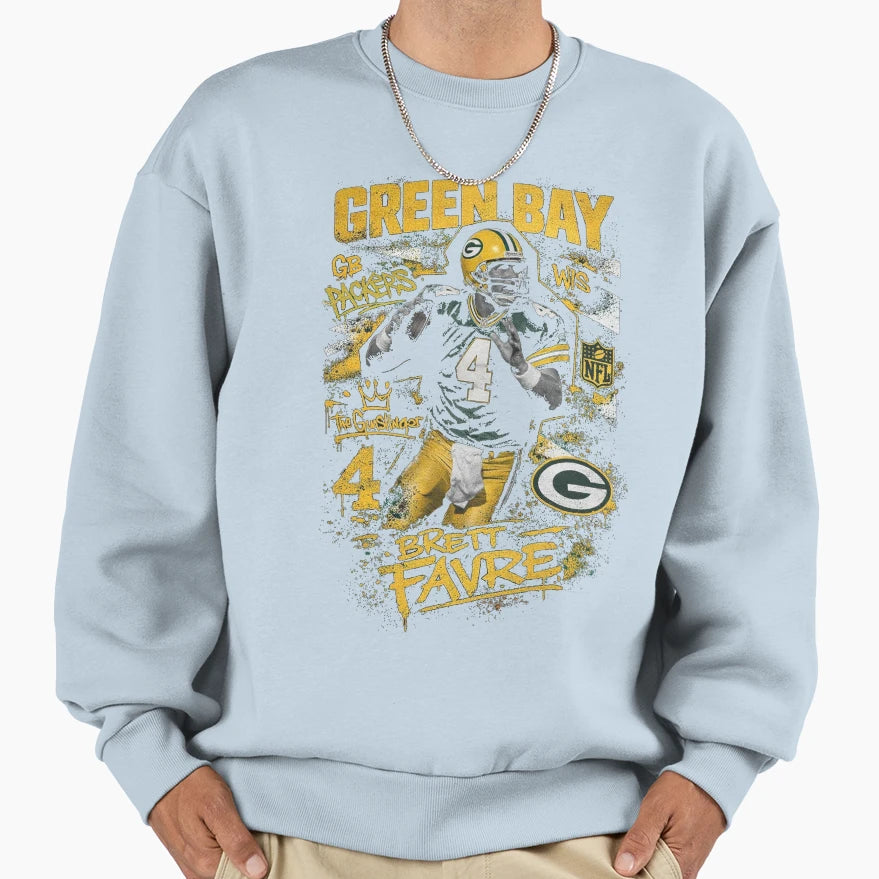 Brett Favre Graffiti Legacy Green Sweatshirt - Unique Graphic Men Women - T-Shirt, Sweatshirt, Hoodie