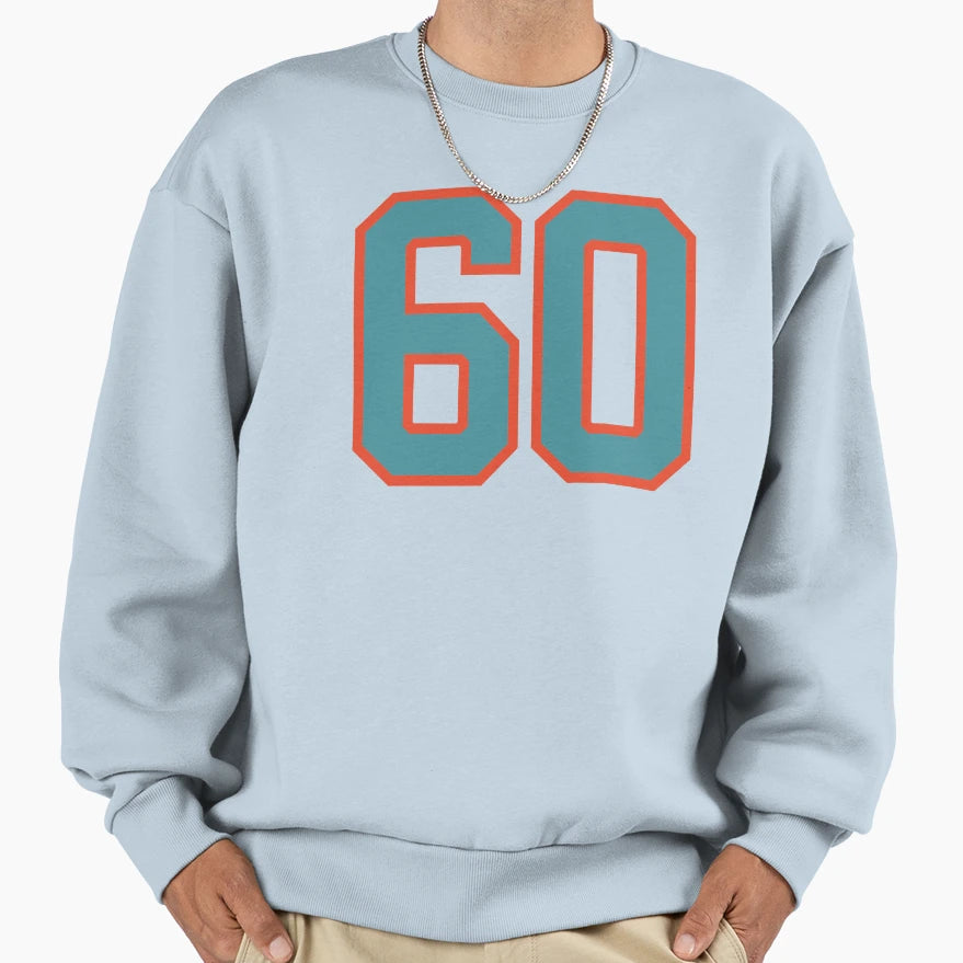60 Number Aqua Orange Lucky Sports Sweatshirt - Aesthetic Graphic Unisex - T-Shirt, Sweatshirt, Hoodie