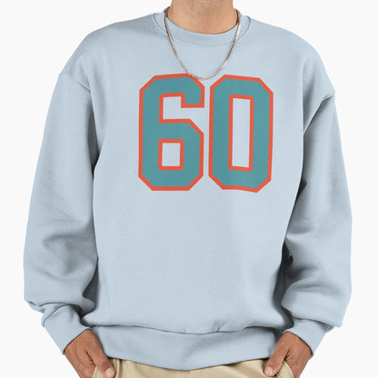 60 Number Aqua Orange Lucky Sports Sweatshirt - Aesthetic Graphic Unisex - T-Shirt, Sweatshirt, Hoodie