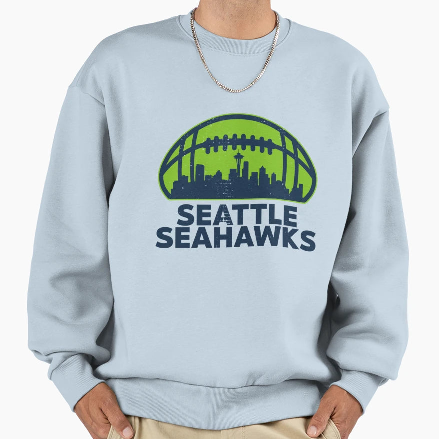 Seattle Super Seahawks Sonics Faded Sweatshirt - Custom Art Print Unisex - T-Shirt, Sweatshirt, Hoodie