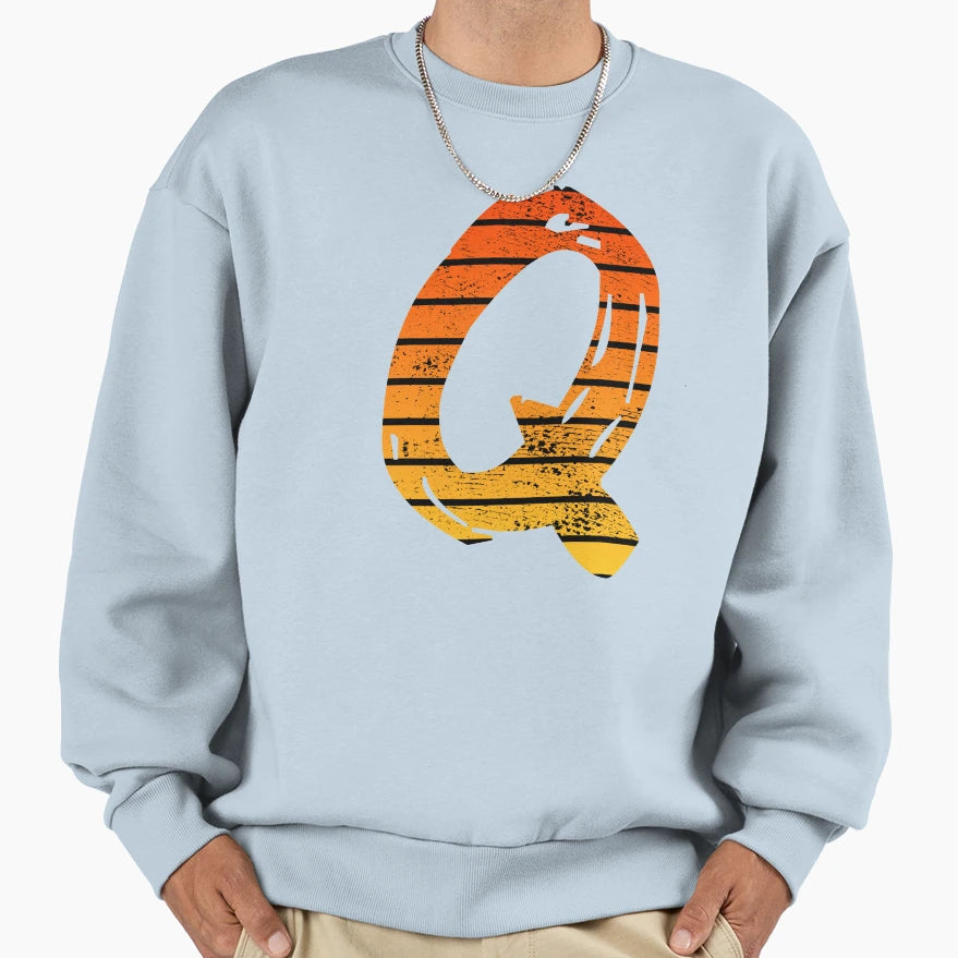 Letter Q Initials Sweatshirt - Trendy Graphic Men Women - T-Shirt, Sweatshirt, Hoodie