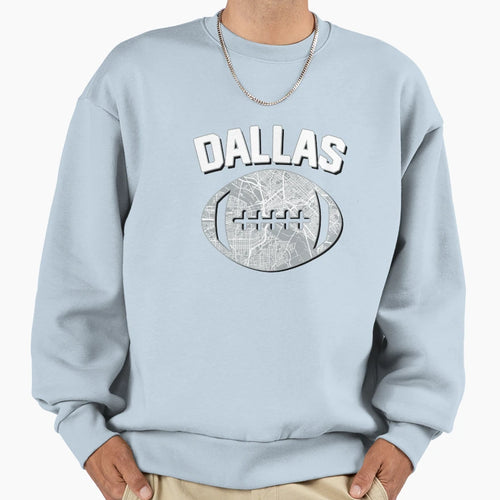Dallas Football City Home Map Sweatshirt - Casual Everyday Wear Unisex - T-Shirt, Sweatshirt, Hoodie