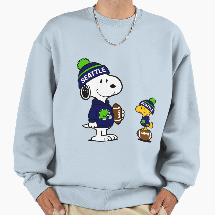 Seattle Seahawks Snoopy And Woodstock Sweatshirt - Custom Art Print Unisex - T-Shirt, Sweatshirt, Hoodie