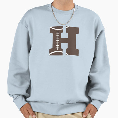 Personalized Football Initial H Sweatshirt - Minimalist Print for Adults - T-Shirt, Sweatshirt, Hoodie