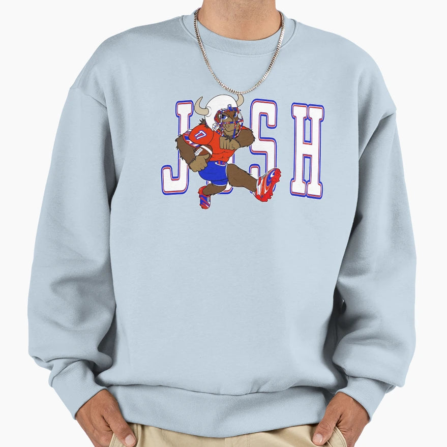 Buffalo Quarterback 17 Cartoon Bold Sweatshirt - Unique Graphic for Adults - T-Shirt, Sweatshirt, Hoodie
