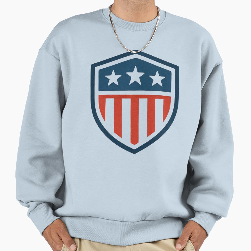 American Patriot Shield Sports Sweatshirt - Casual Everyday Wear Unisex - T-Shirt, Sweatshirt, Hoodie
