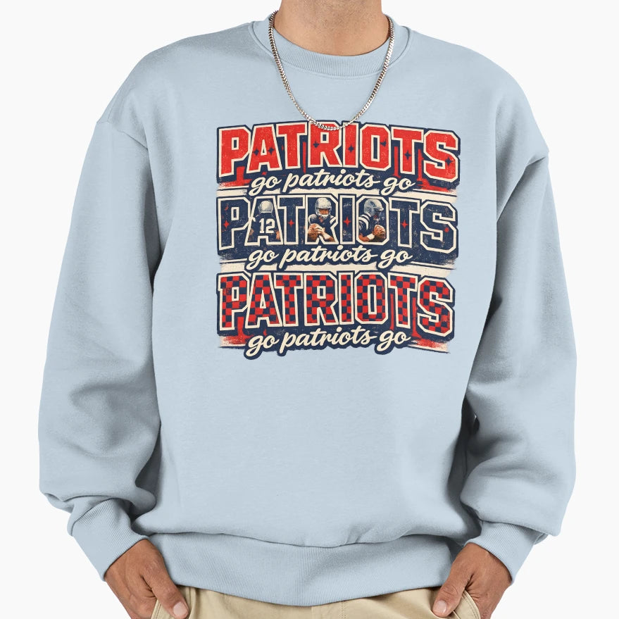 Go Patriots Go Funny Game Day Sweatshirt - Unique Graphic Men Women - T-Shirt, Sweatshirt, Hoodie