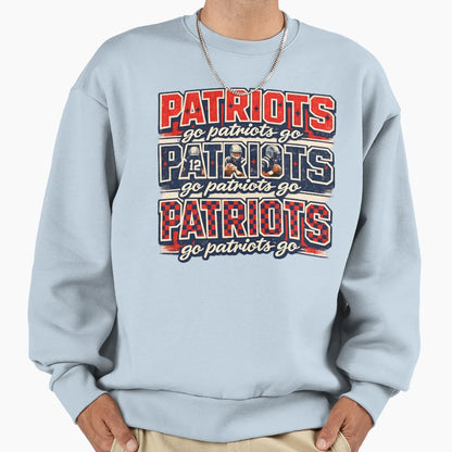 Go Patriots Go Funny Game Day Sweatshirt - Unique Graphic Men Women - T-Shirt, Sweatshirt, Hoodie