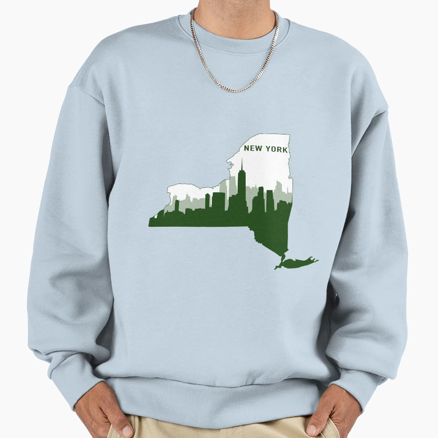Green New York Sweatshirt - Casual Everyday Wear Men Women - T-Shirt, Sweatshirt, Hoodie