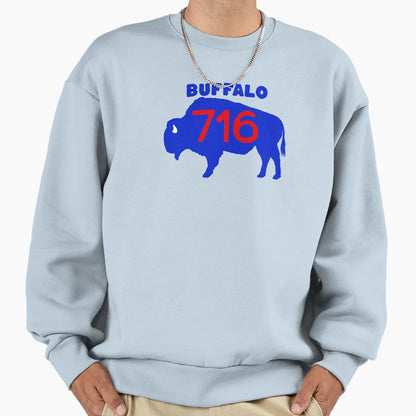 Buffalo New York Ny 716 Area Code Bison Sweatshirt - Novelty Apparel Unisex - T-Shirt, Sweatshirt, Hoodie