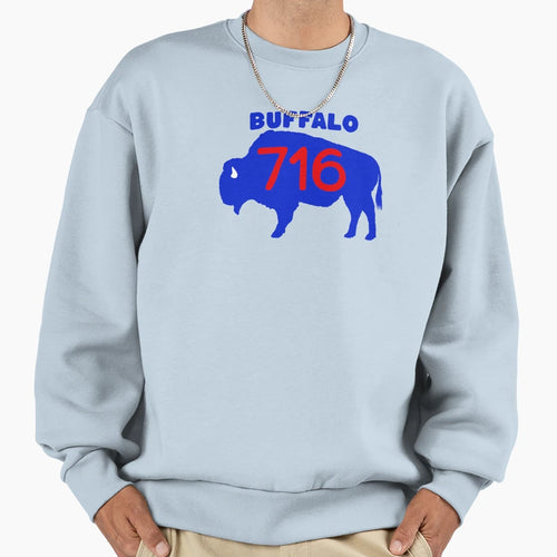 Buffalo New York Ny 716 Area Code Bison Sweatshirt - Novelty Apparel Unisex - T-Shirt, Sweatshirt, Hoodie