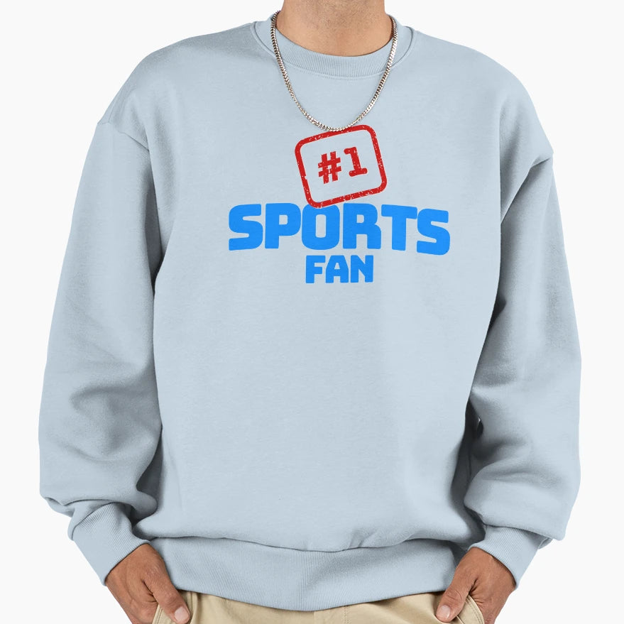 1 Sports Fan Blue Sweatshirt - Aesthetic Graphic for Adults - T-Shirt, Sweatshirt, Hoodie