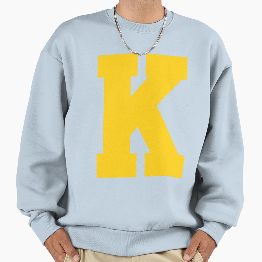 Alphabet Yellow K Sports Letter K Sweatshirt - Novelty Apparel for Adults - T-Shirt, Sweatshirt, Hoodie