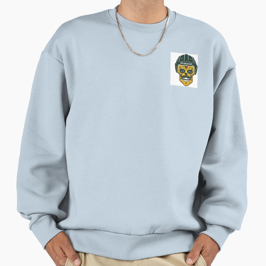 Go Pack Go Skull Cheese Head Sweatshirt - Graphic Print Unisex - T-Shirt, Sweatshirt, Hoodie