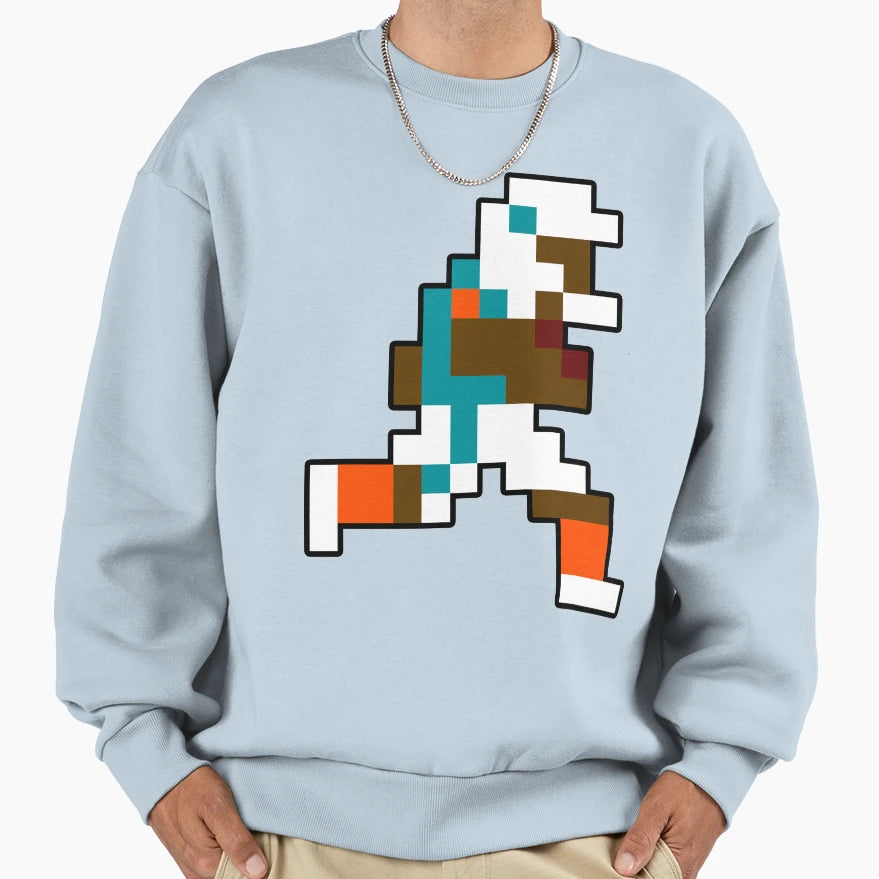 8 Bit Miami Pixel Football Player Sweatshirt - Minimalist Print for Adults - T-Shirt, Sweatshirt, Hoodie