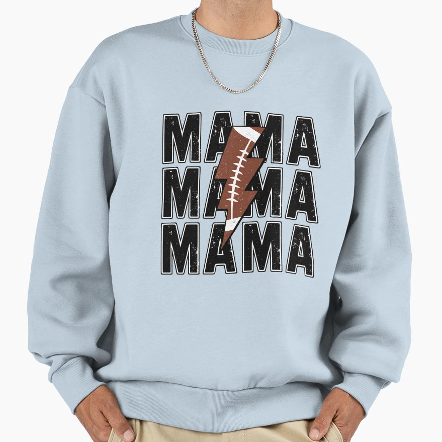 Football Mama Lightning Bolt Bold Sweatshirt - Unique Graphic for Adults - T-Shirt, Sweatshirt, Hoodie