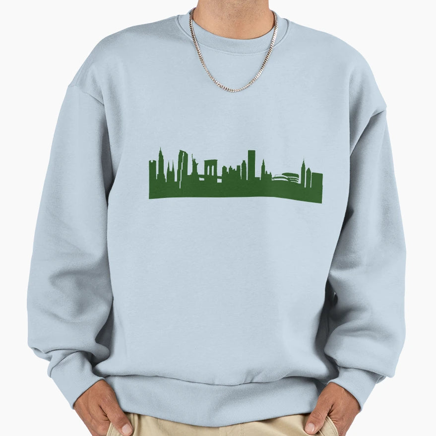 New York Skyline Forest Green Sweatshirt - Custom Art Print Men Women - T-Shirt, Sweatshirt, Hoodie