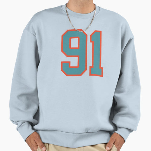 91 Number Aqua Orange Lucky Sports Sweatshirt - Trendy Graphic Unisex - T-Shirt, Sweatshirt, Hoodie