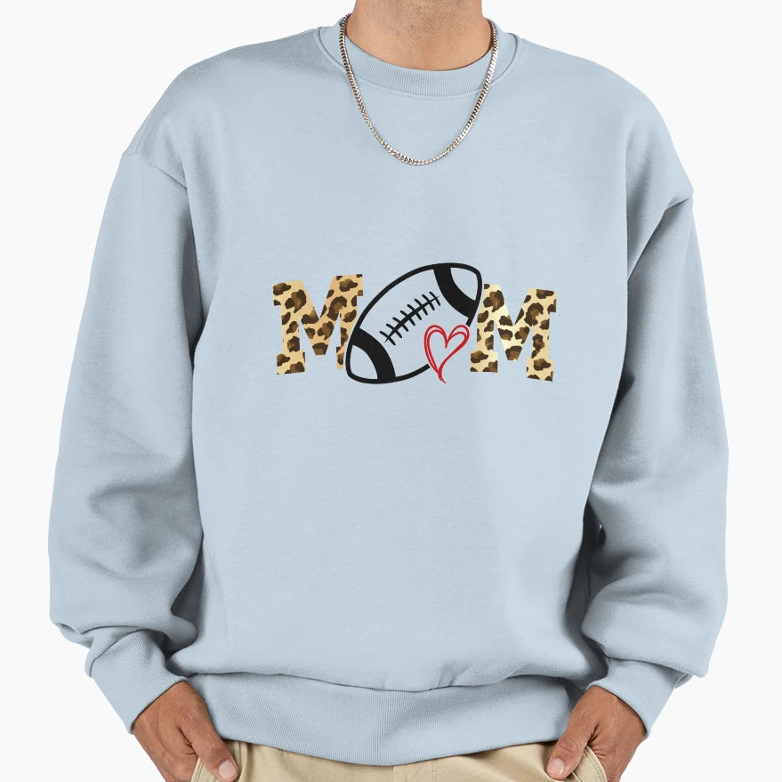 Football Mom Leopard Football Love Sweatshirt - Novelty Apparel Men Women - T-Shirt, Sweatshirt, Hoodie