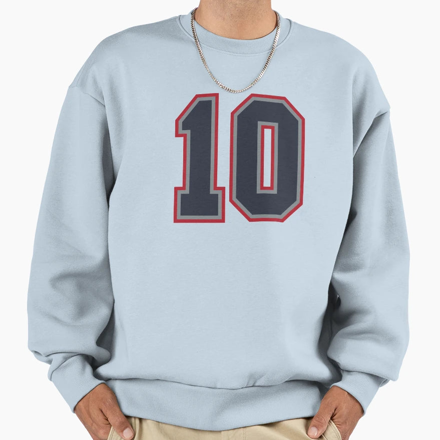 10 Navy Grey Red Sports Number Sweatshirt - Fun Novelty Design for Adults - T-Shirt, Sweatshirt, Hoodie