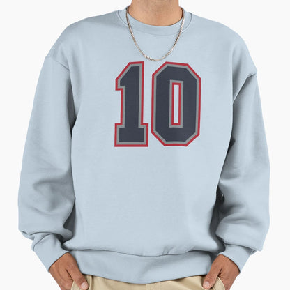 10 Navy Grey Red Sports Number Sweatshirt - Fun Novelty Design for Adults - T-Shirt, Sweatshirt, Hoodie