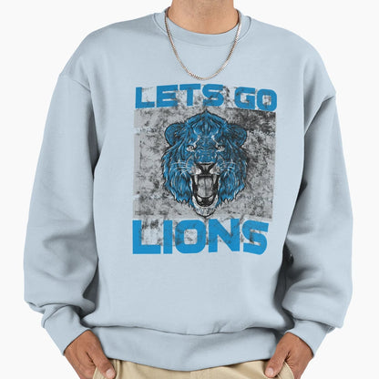 Lets Go Lions Washed And Worn Sweatshirt - Streetwear Style for Adults - T-Shirt, Sweatshirt, Hoodie