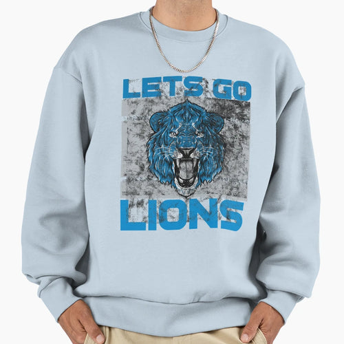 Lets Go Lions Washed And Worn Sweatshirt - Streetwear Style for Adults - T-Shirt, Sweatshirt, Hoodie