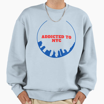 Addicted To New York Red Blue Sweatshirt - Graphic Print Men Women - T-Shirt, Sweatshirt, Hoodie