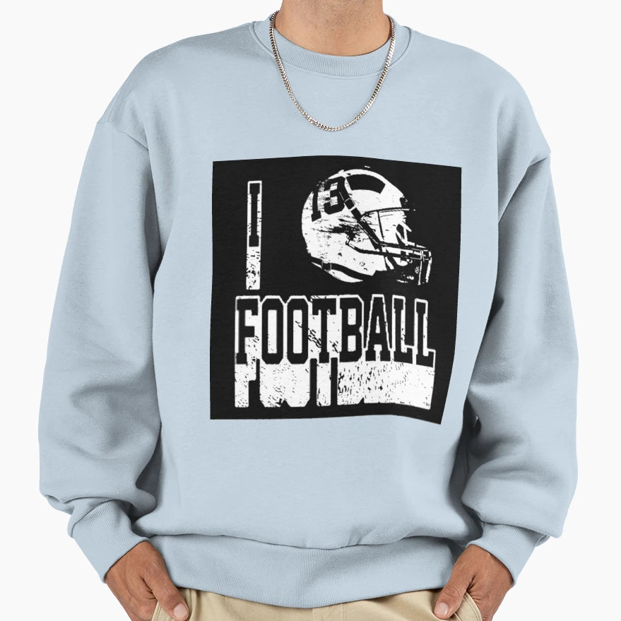 I Love Football Sweatshirt - Custom Art Print for Adults - T-Shirt, Sweatshirt, Hoodie