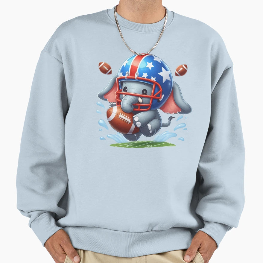 Football Elephant Sweatshirt - Minimalist Print Men Women - T-Shirt, Sweatshirt, Hoodie