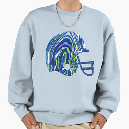 Seahawk Color Football Helmet Paint Sweatshirt - Graphic Print for Adults - T-Shirt, Sweatshirt, Hoodie