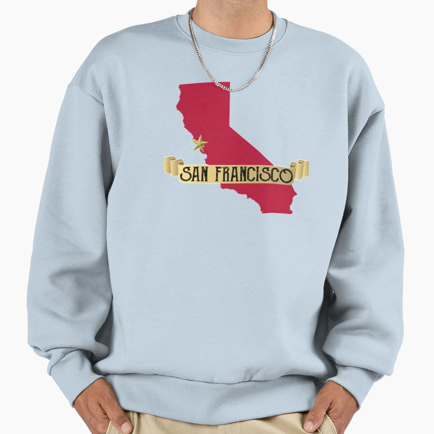San Francisco California Red And Sweatshirt - Novelty Apparel for Adults - T-Shirt, Sweatshirt, Hoodie