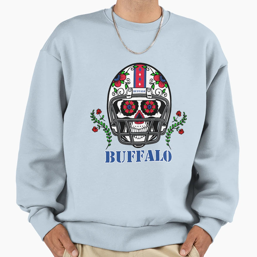 Helmet Sugar Skull Day Dead Sweatshirt - Custom Art Print for Adults - T-Shirt, Sweatshirt, Hoodie