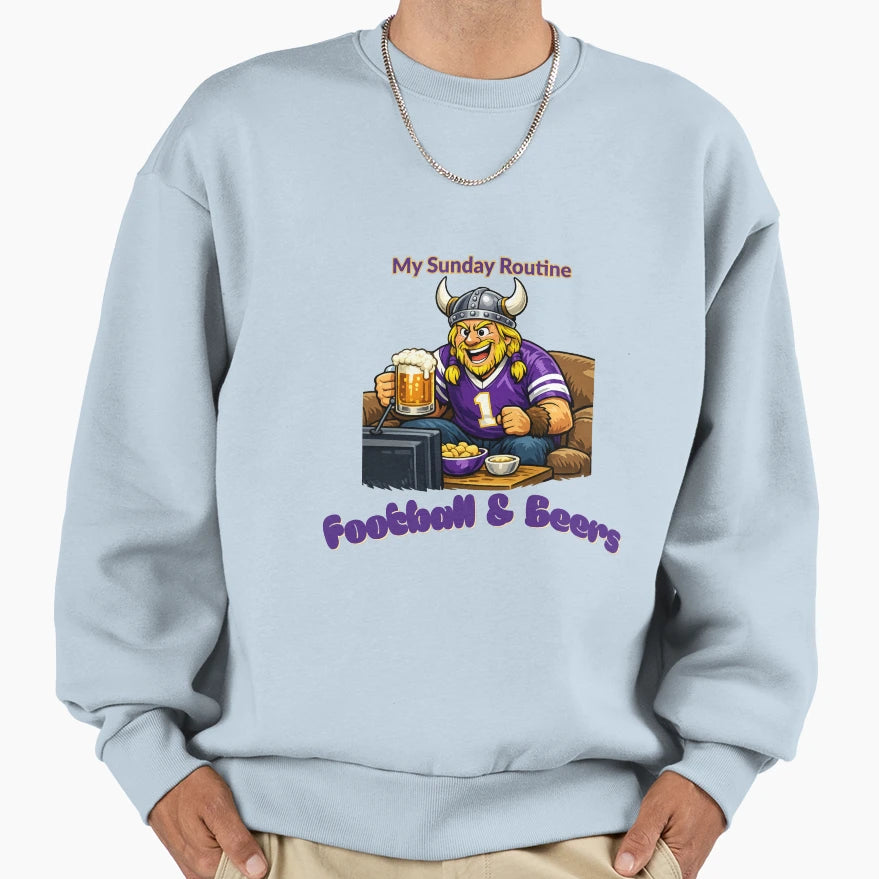 Minnesota Vikings Sunday Routine T-Shirt - Novelty Apparel for Adults - T-Shirt, Sweatshirt, Hoodie