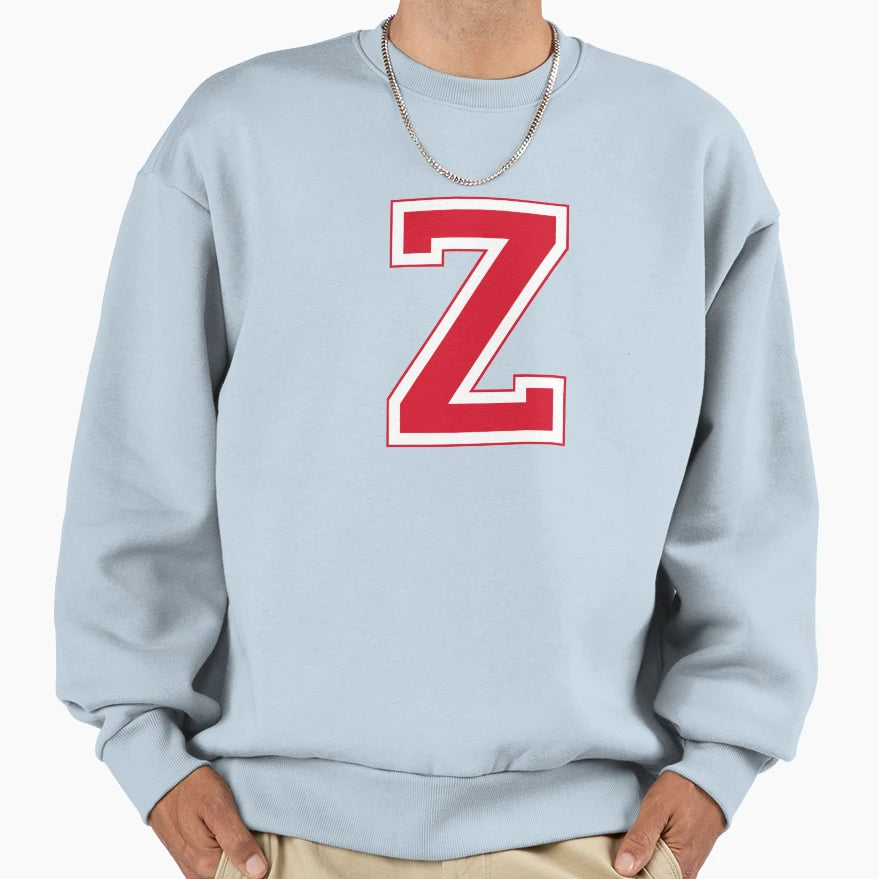 Red Varsity Letter Z Sweatshirt - Minimalist Print Men Women - T-Shirt, Sweatshirt, Hoodie