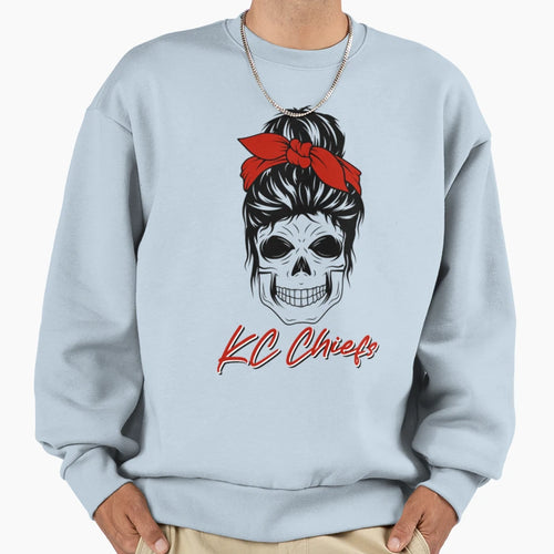 Kansas City Chiefs Skull Sweatshirt - Trendy Graphic Men Women - T-Shirt, Sweatshirt, Hoodie