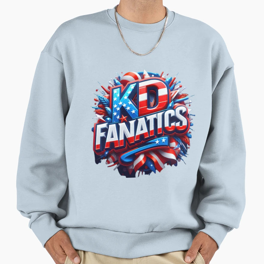 Kd Fanatics Patriotic Logo Sweatshirt - Novelty Apparel Unisex - T-Shirt, Sweatshirt, Hoodie