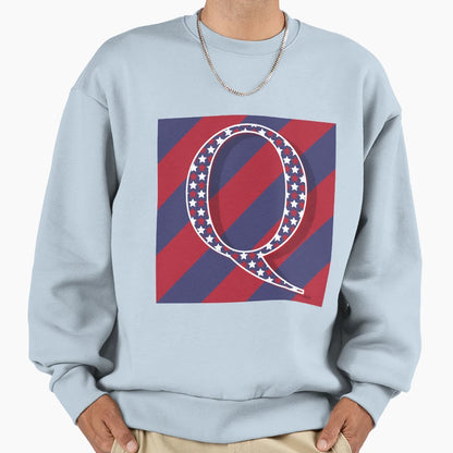 Letter Q Americana Old Glory Red And Sweatshirt - Graphic Print Unisex - T-Shirt, Sweatshirt, Hoodie