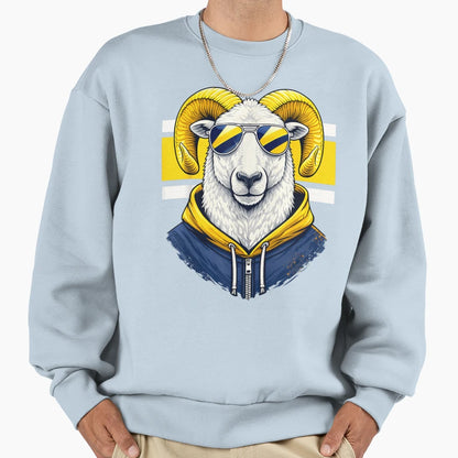 Ram Mascot Wearing Sunglasses And Hoodie - Casual Everyday Wear for Adults - T-Shirt, Sweatshirt, Hoodie