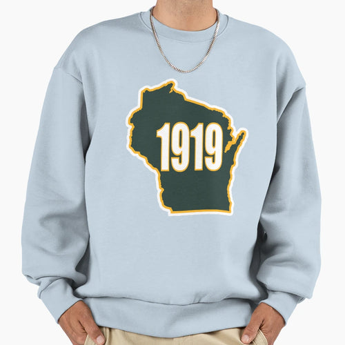 Wisconsin Map 1919 Sweatshirt - Fun Novelty Design for Adults - T-Shirt, Sweatshirt, Hoodie