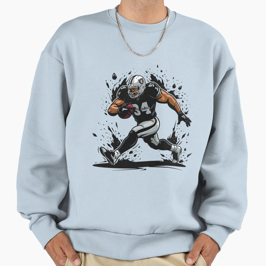 Aggressive Football Player Splash Sweatshirt - Novelty Apparel for Adults - T-Shirt, Sweatshirt, Hoodie