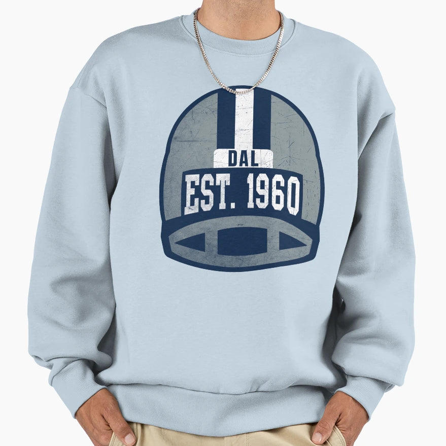 Dallas Throwback Football Helmet Sweatshirt - Minimalist Print for Adults - T-Shirt, Sweatshirt, Hoodie