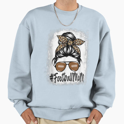 Bleached Football Mom Life Leopard Sweatshirt - Graphic Print for Adults - T-Shirt, Sweatshirt, Hoodie