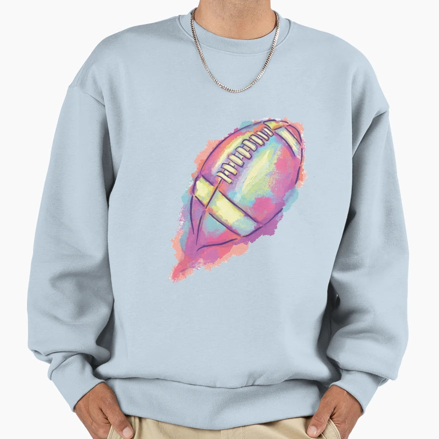 Colorful Artistic Watercolor Football Sweatshirt - Unique Graphic Unisex - T-Shirt, Sweatshirt, Hoodie