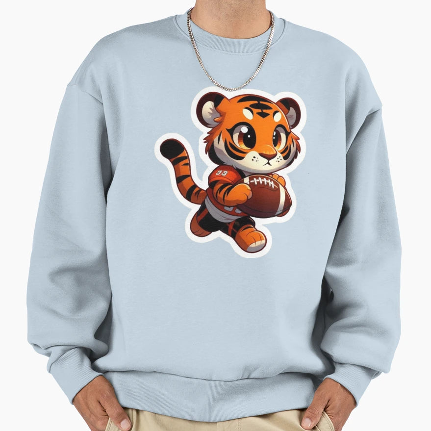 Animated Orange Tigress Footballer Sweatshirt - Streetwear Style Unisex - T-Shirt, Sweatshirt, Hoodie