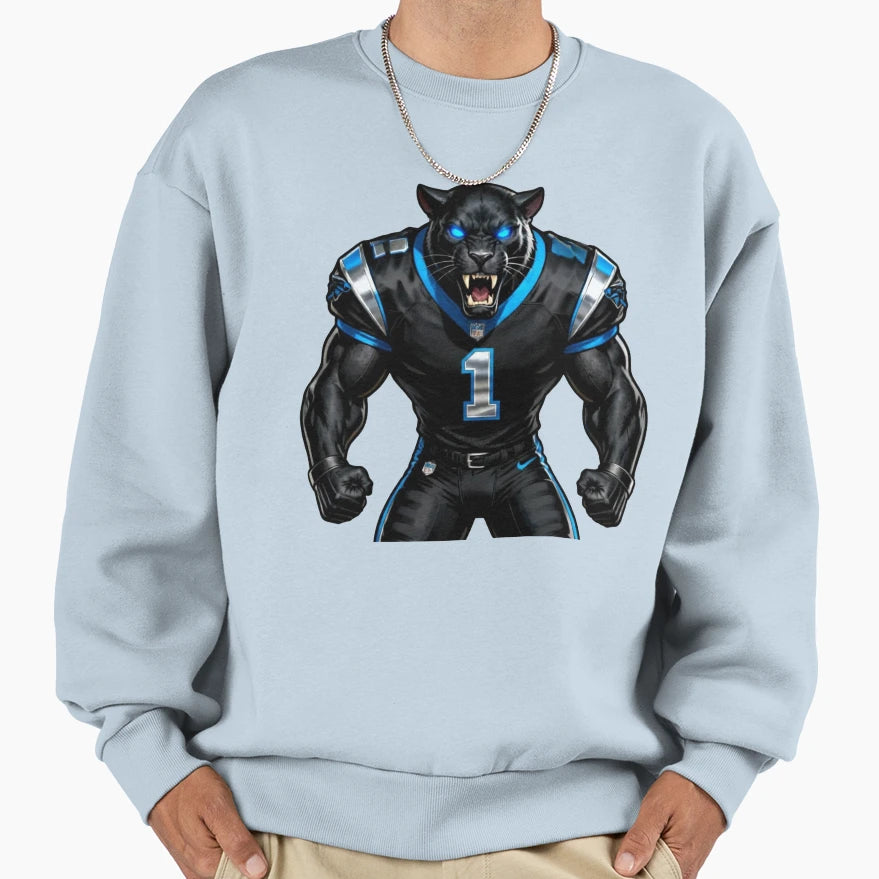 Aggressive Blue Panther Football Sweatshirt - Trendy Graphic Men Women - T-Shirt, Sweatshirt, Hoodie