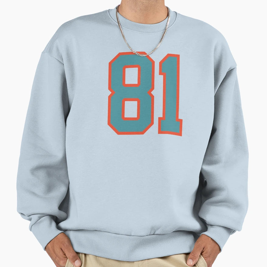 81 Number Aqua Orange Lucky Sports Sweatshirt - Graphic Print for Adults - T-Shirt, Sweatshirt, Hoodie