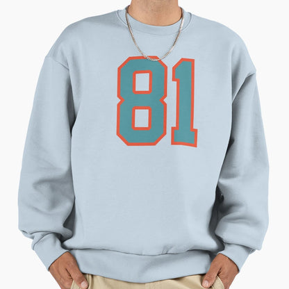 81 Number Aqua Orange Lucky Sports Sweatshirt - Graphic Print for Adults - T-Shirt, Sweatshirt, Hoodie